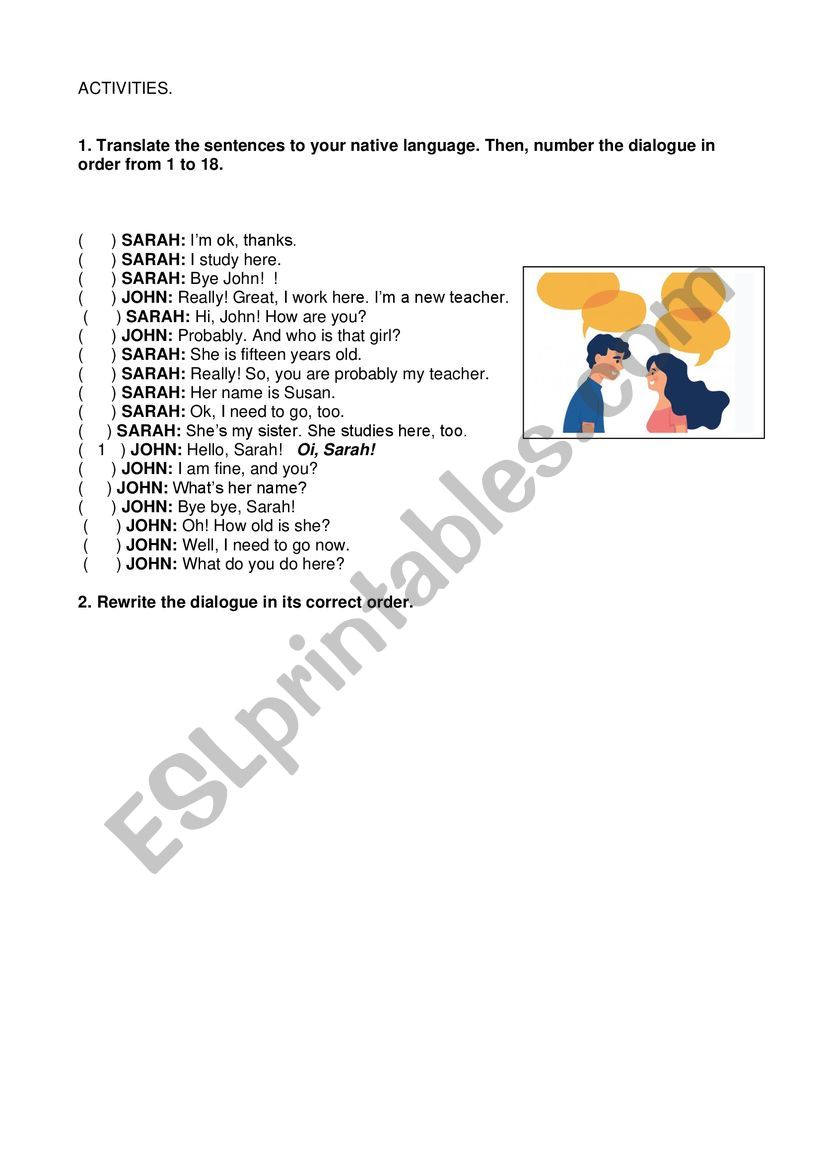 small conversation worksheet