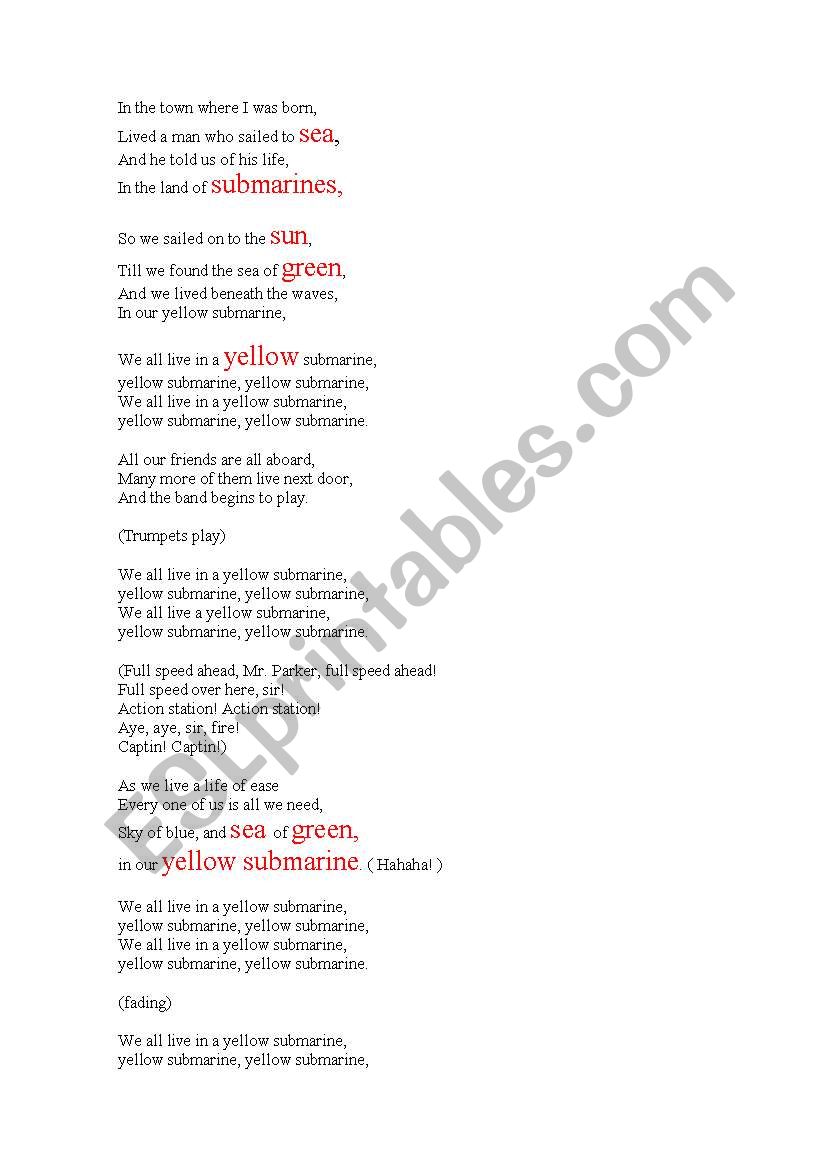 Song  worksheet