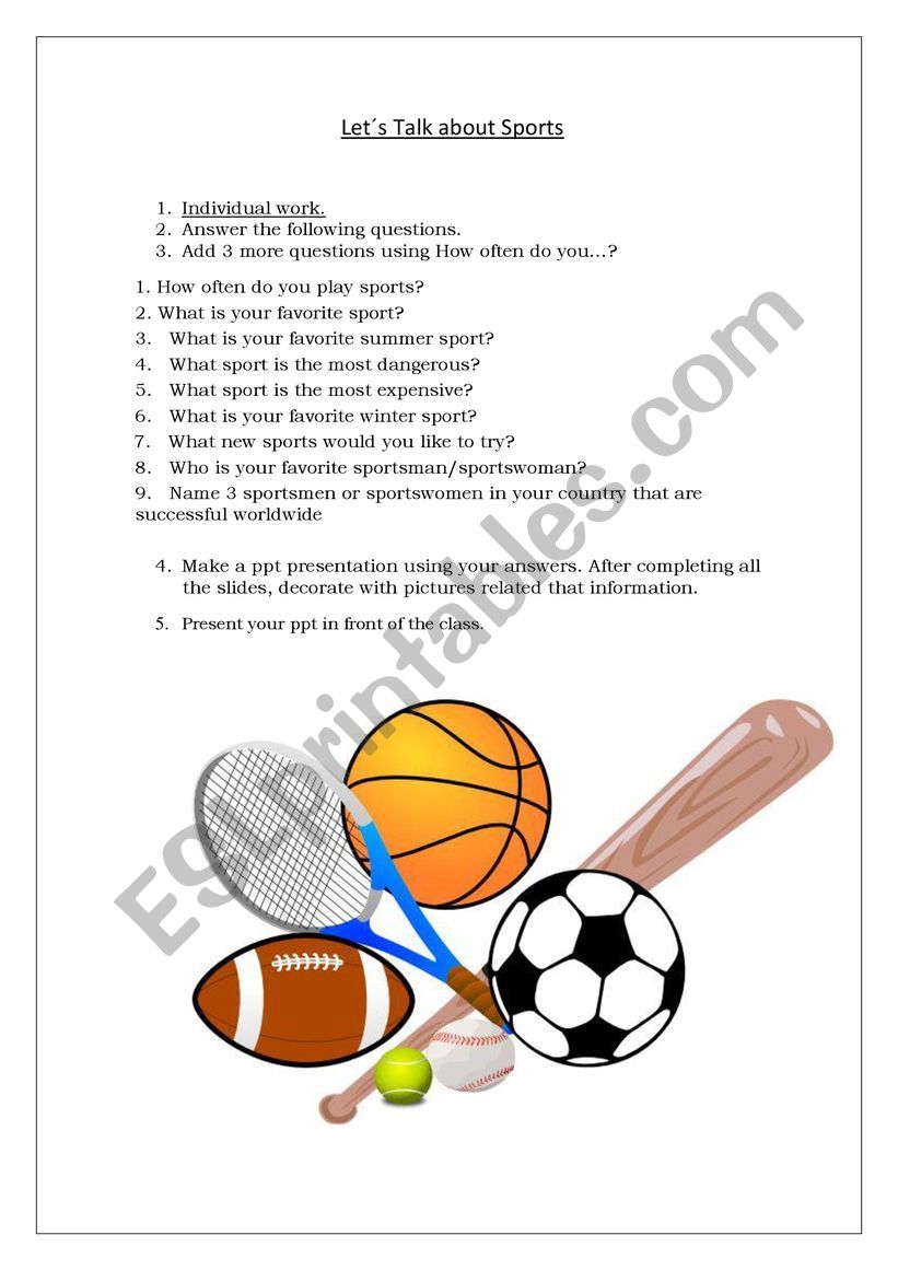 Talk about sports worksheet