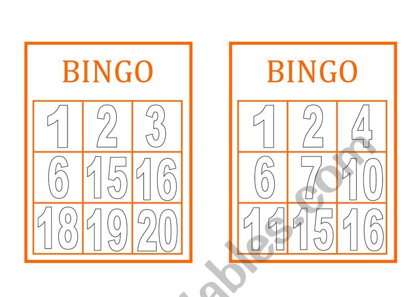 Bingo  worksheet