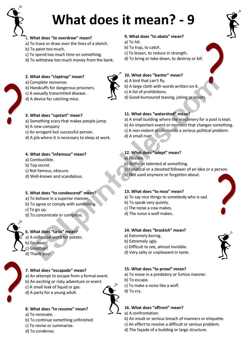 What does it mean? 9 worksheet