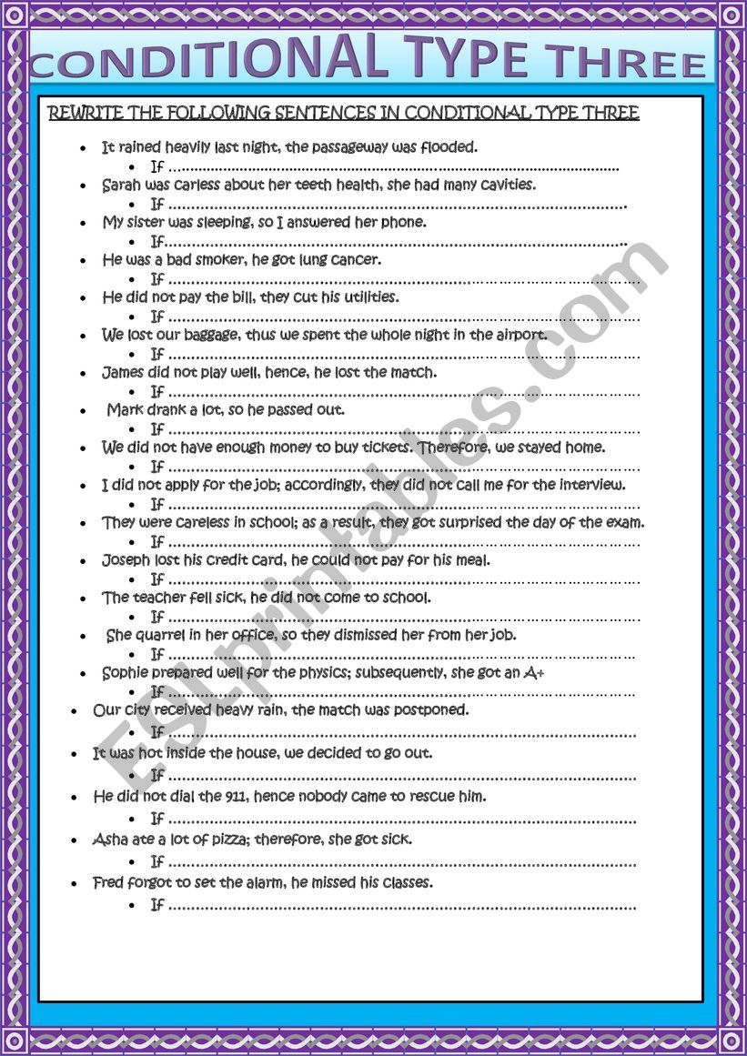 CONDITIONAL TYPE THREE worksheet