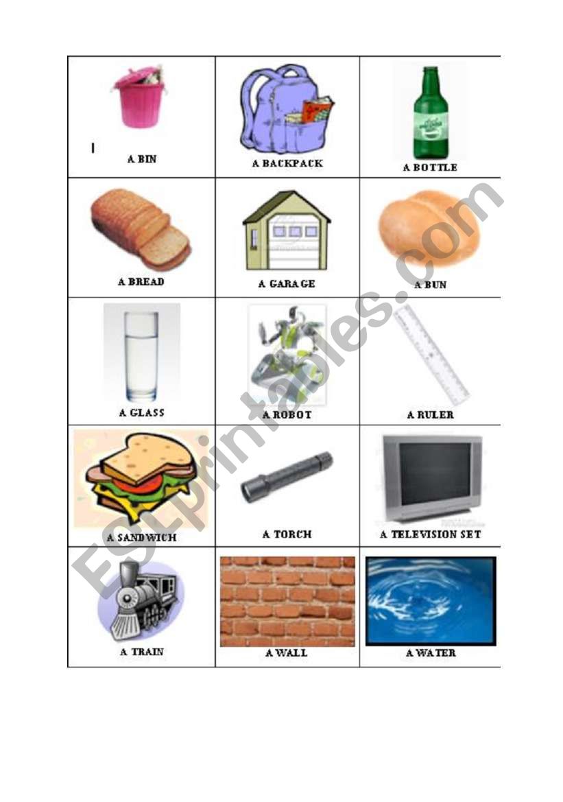 Random Things flash cards 4 worksheet