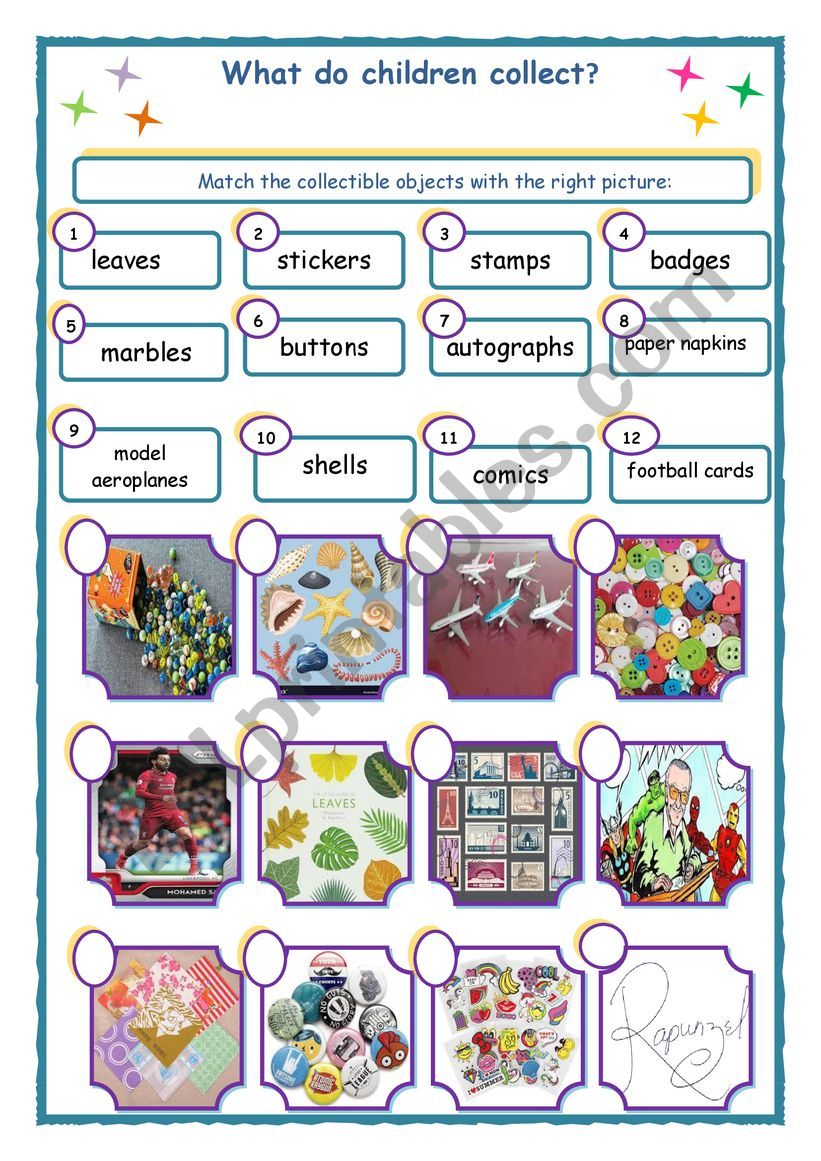 Collections/Hobbies worksheet