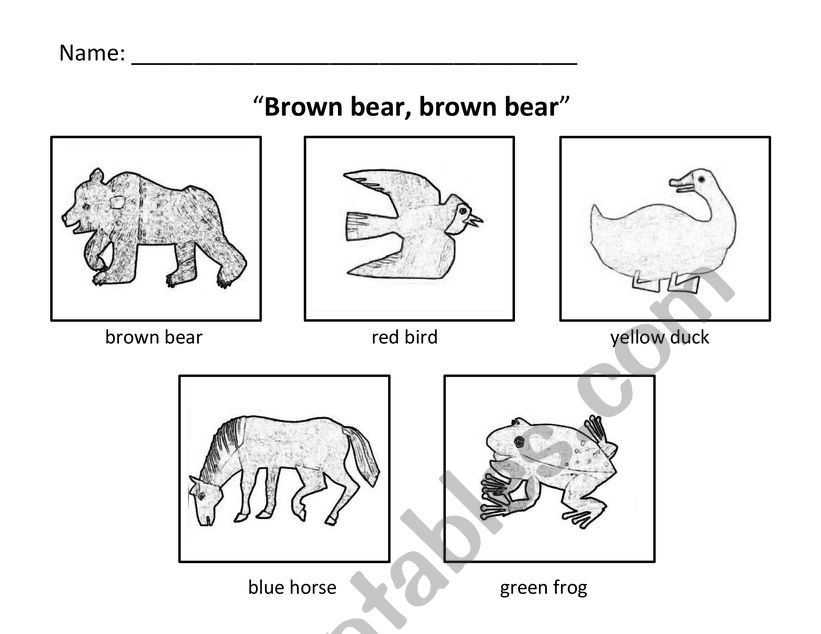 Brown bear, brown bear vocabulary Brown bear, brown bear vocabulary