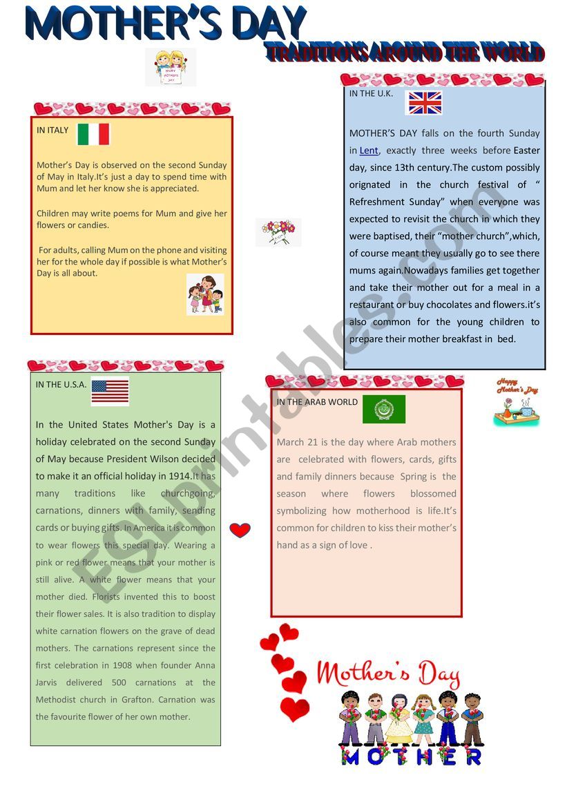 Mother�s day: traditions around the world