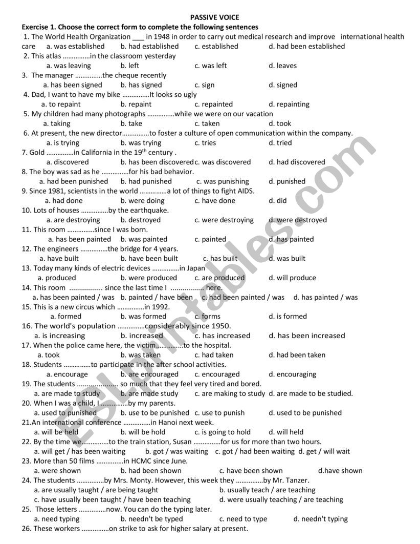 passive voice worksheet