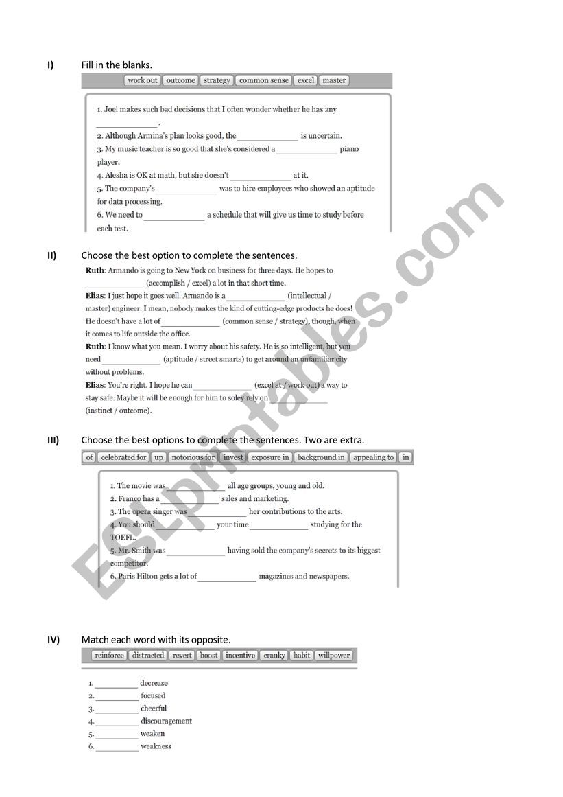 Vocabulary advanced worksheet