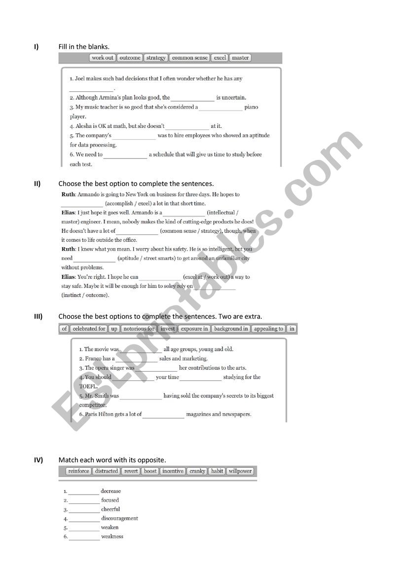 vocabulary worksheets advanced