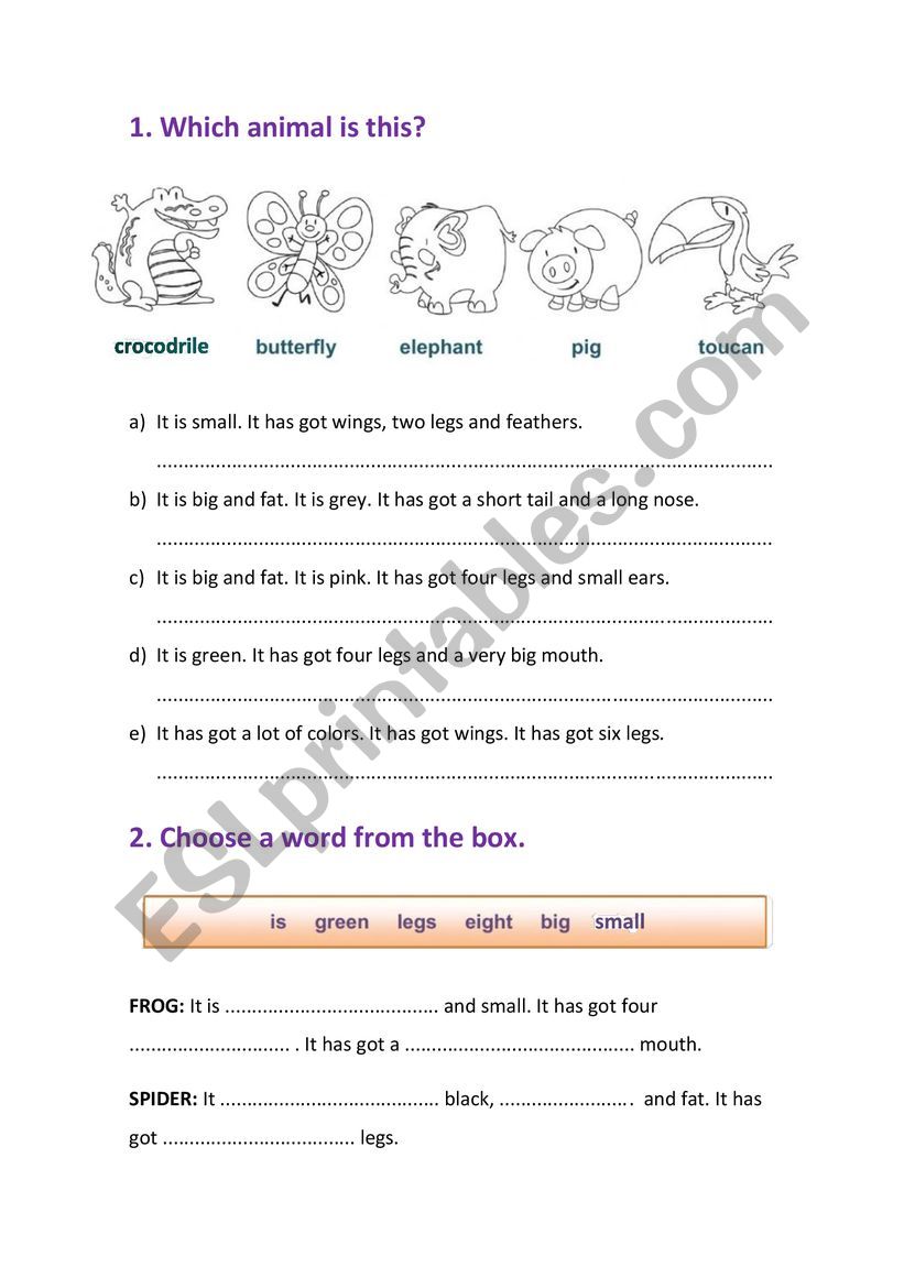 has got animals worksheet