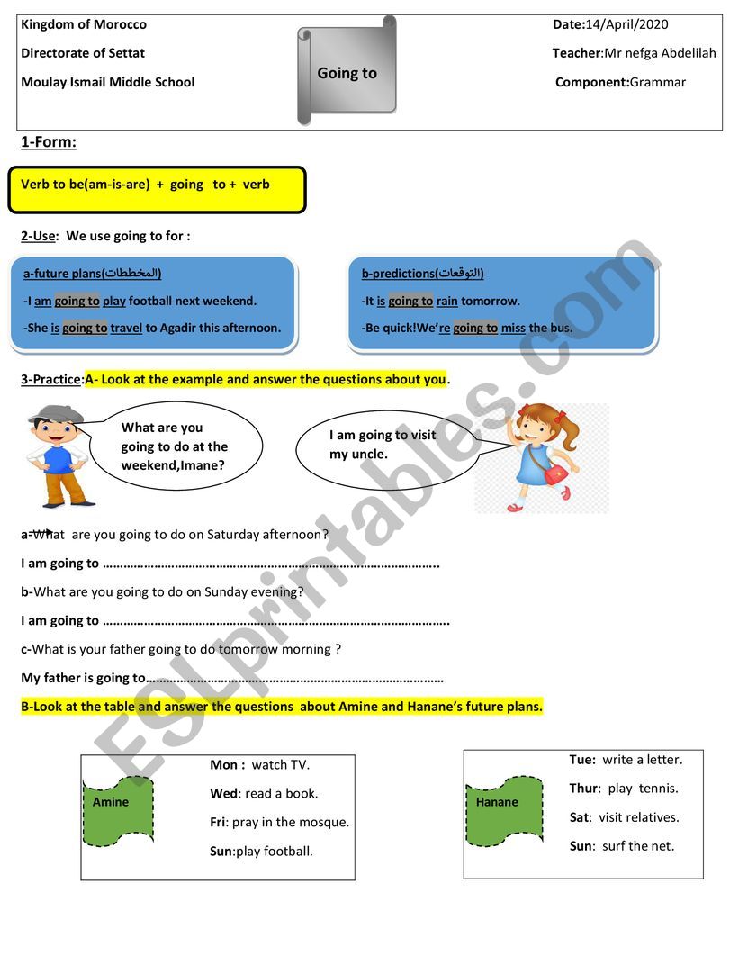Future plans:going to worksheet