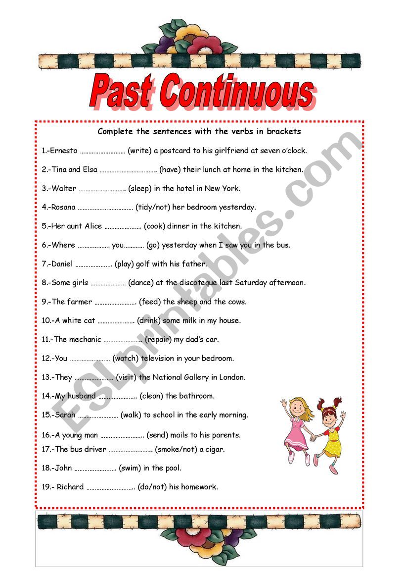 PAST CONTINUOUS TENSE worksheet