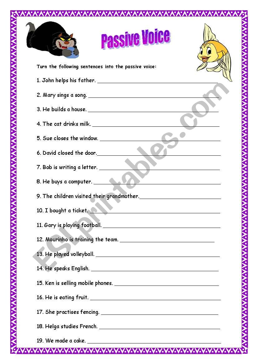 Passive Voice (28.08.08) worksheet