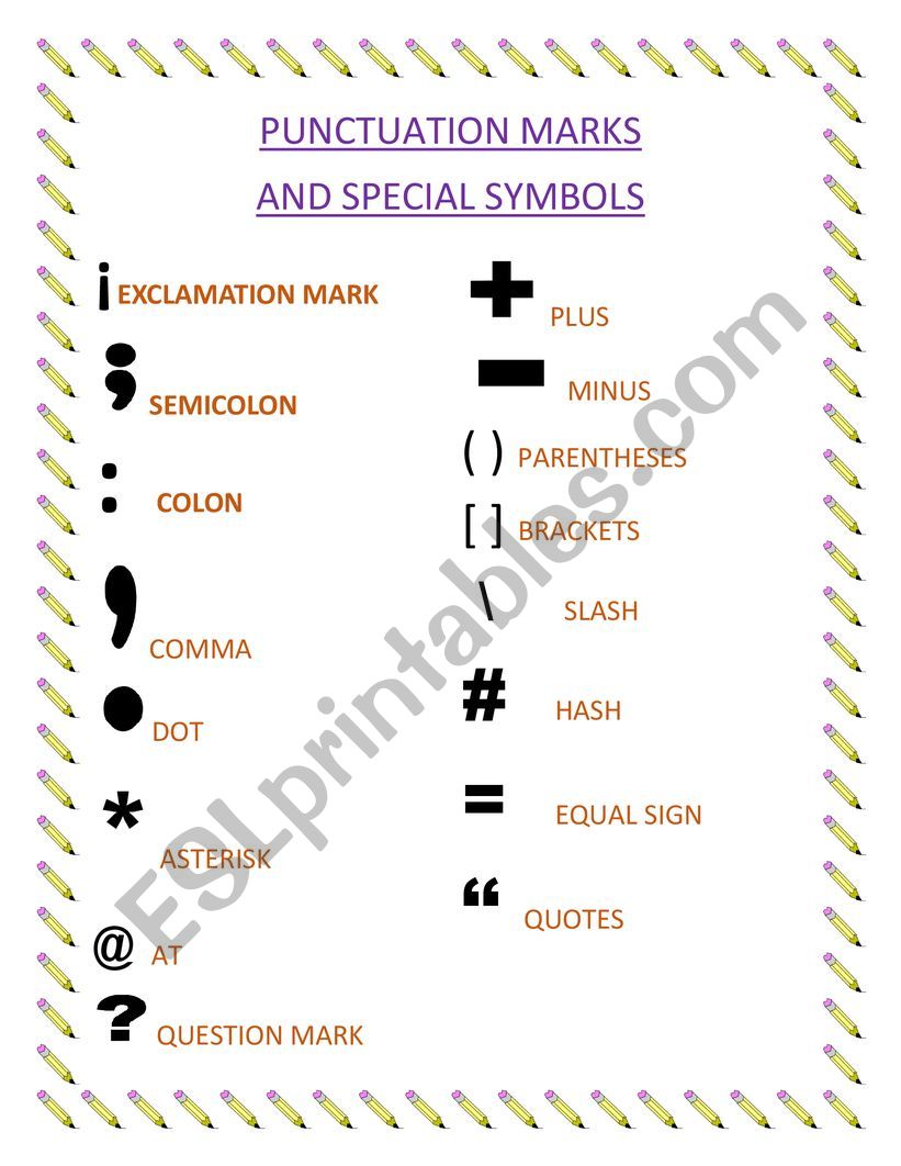 PUNCTUATION MARKS AND SPECIAL SYMBOLS
