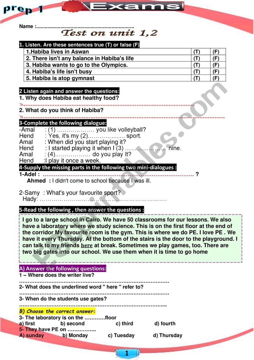 Test worksheet