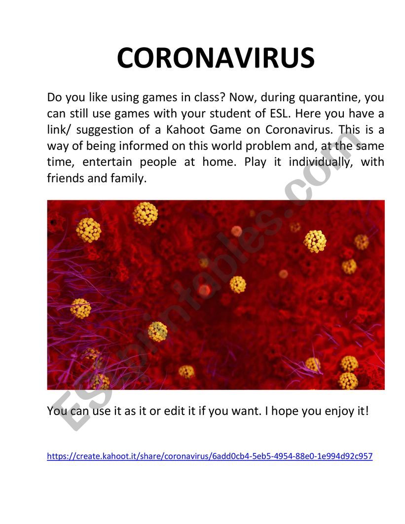 Coronavirus worksheet