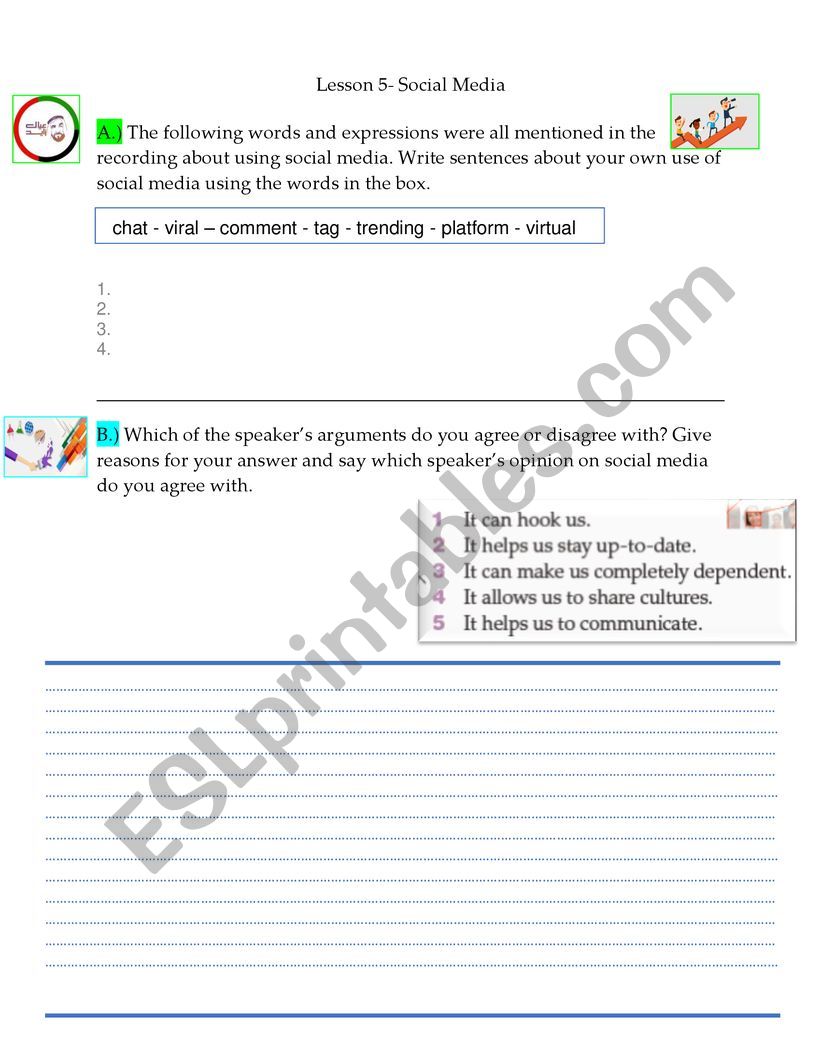 English worksheets Social media