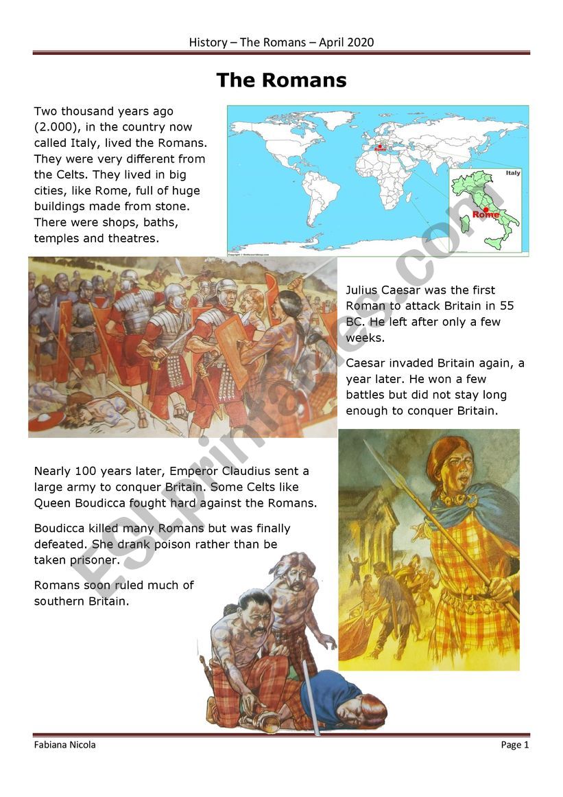 The Romans worksheet