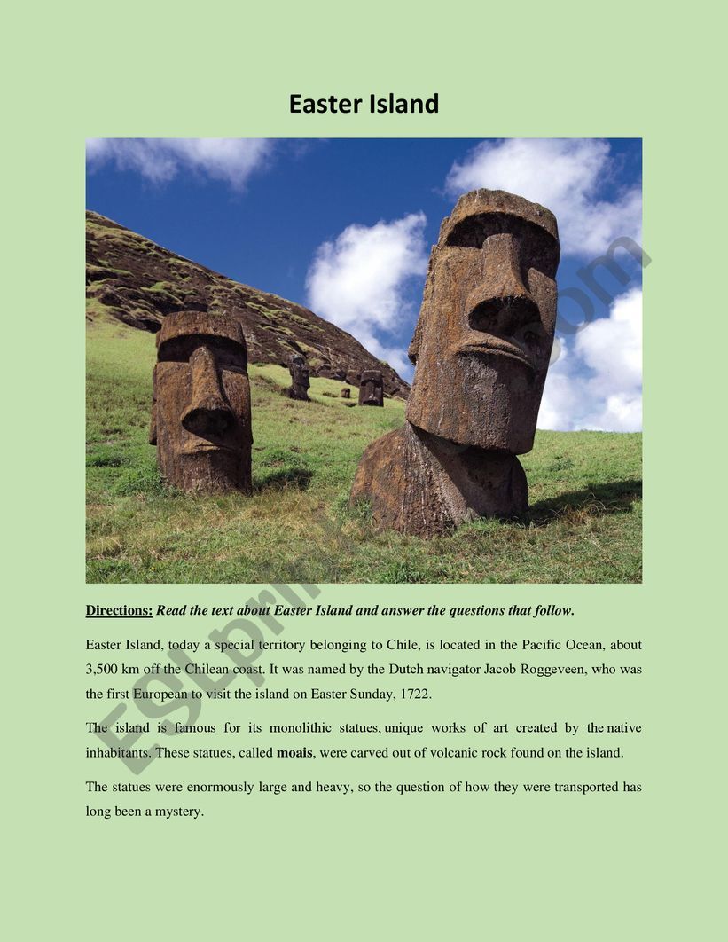 Easter Island worksheet