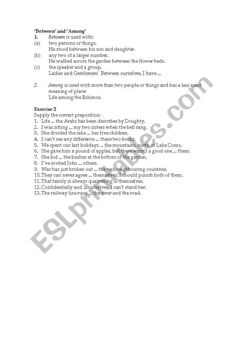 prepostions worksheet