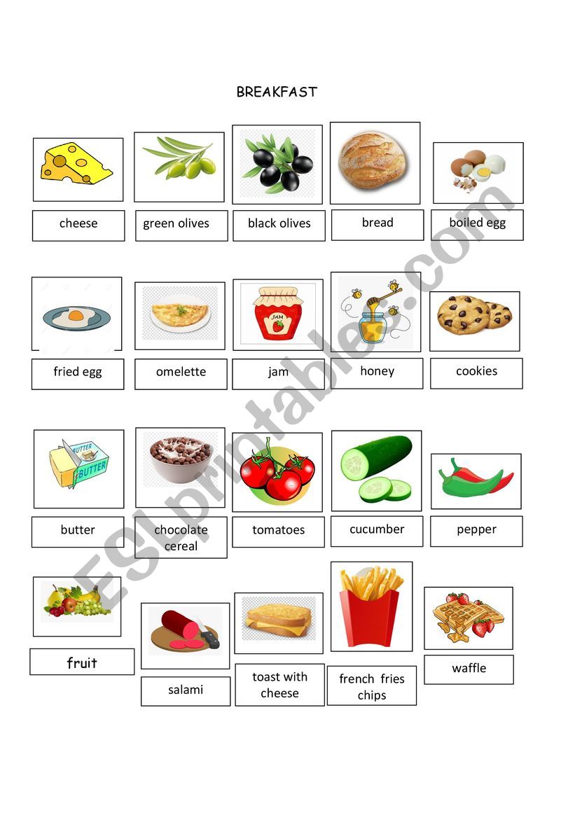 Breakfast Vocabulary worksheet