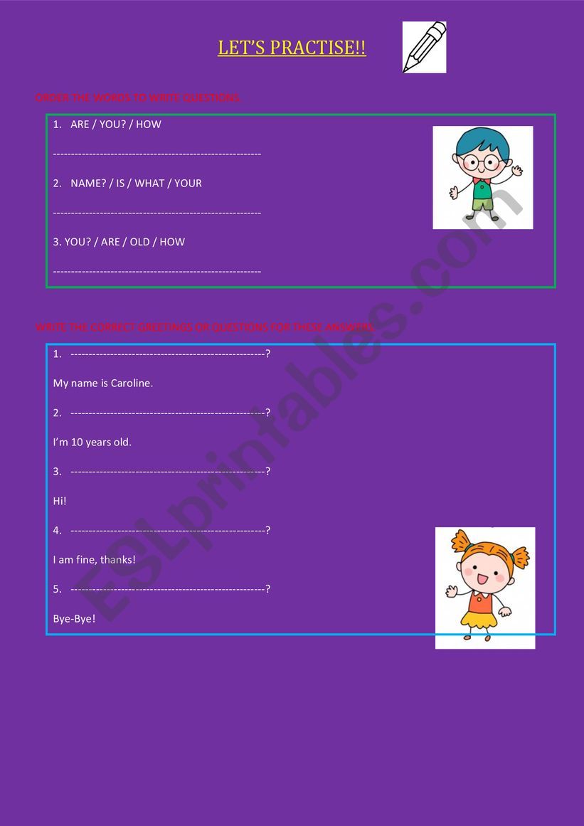Revision of personal questions