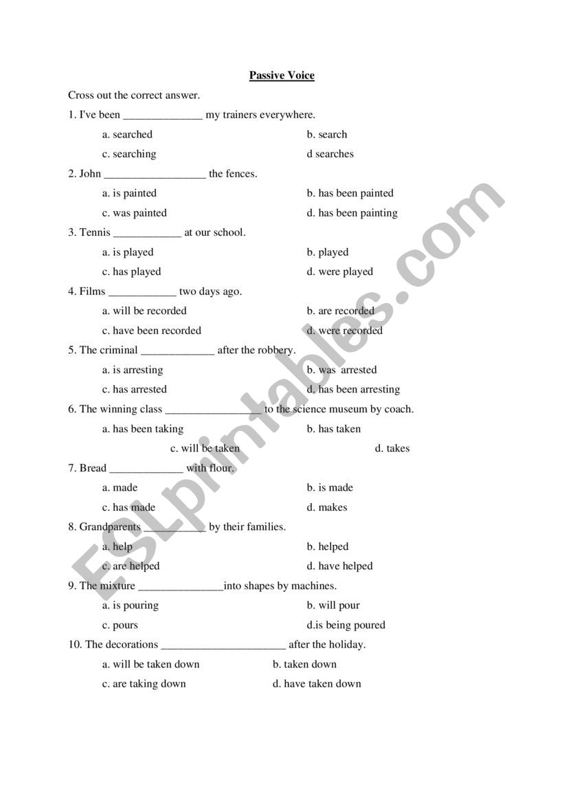 Mixed Tenses worksheet