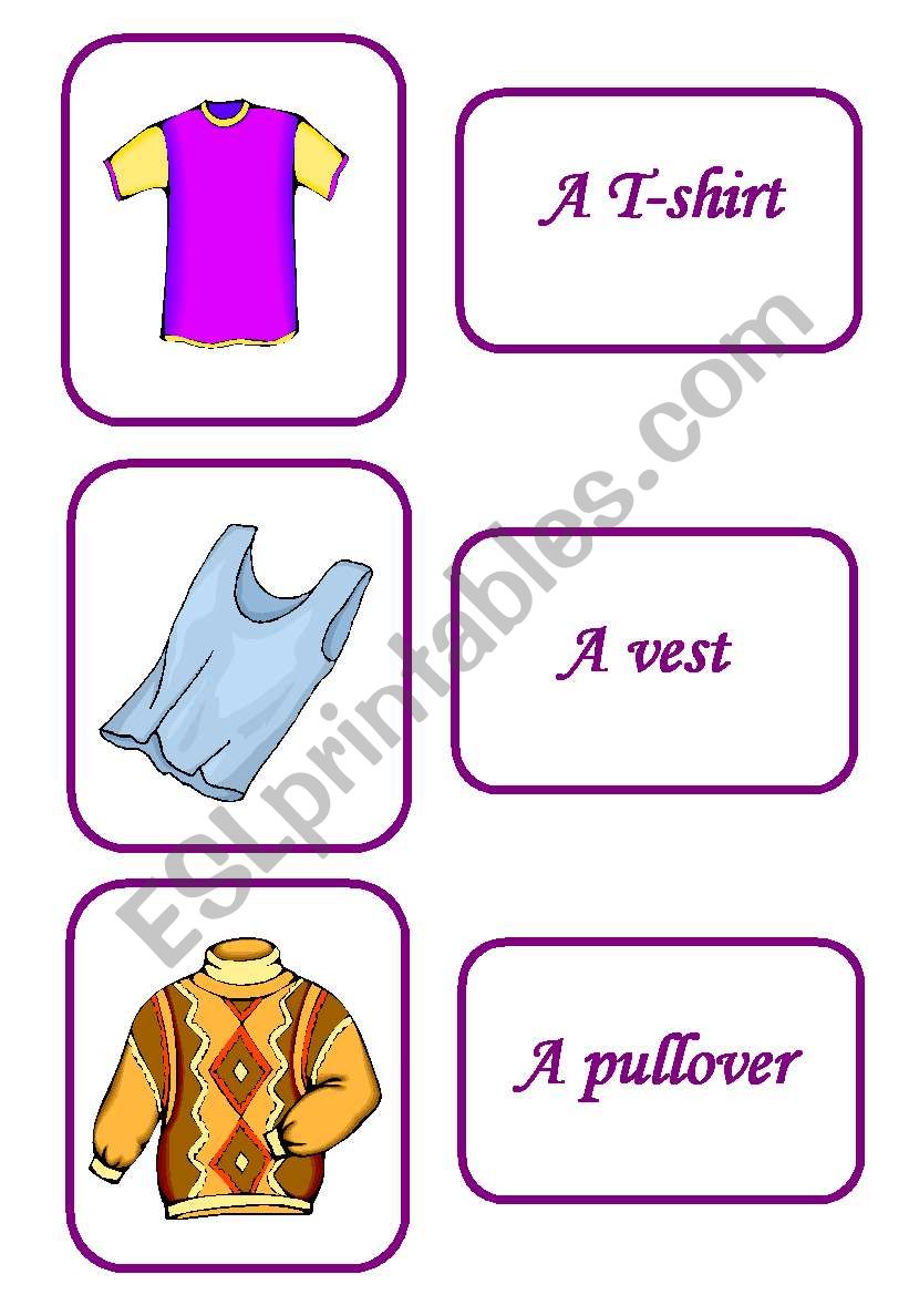 clothes memory game 1 / 12 worksheet