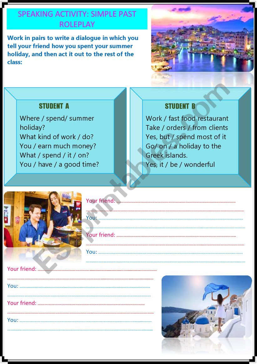 PART 2: simple past regular and irregular verbs lesson plan speaking activity