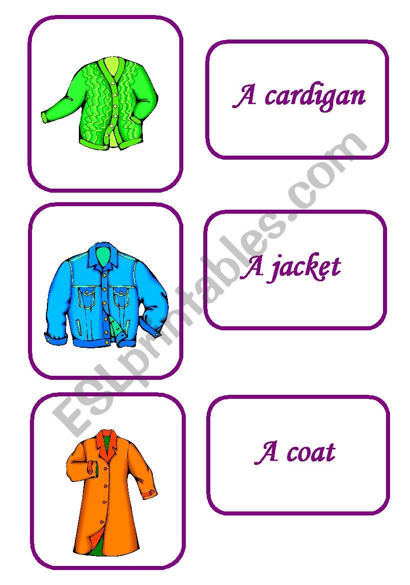 clothes memory game 2/ 12 worksheet