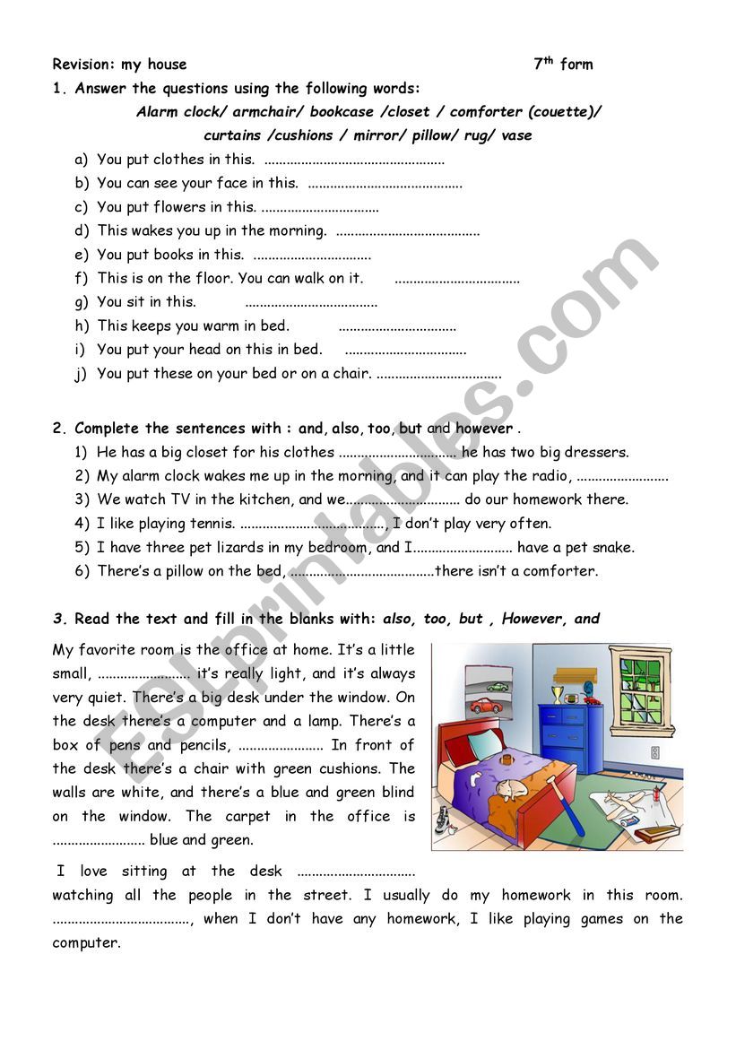 revision; my house worksheet