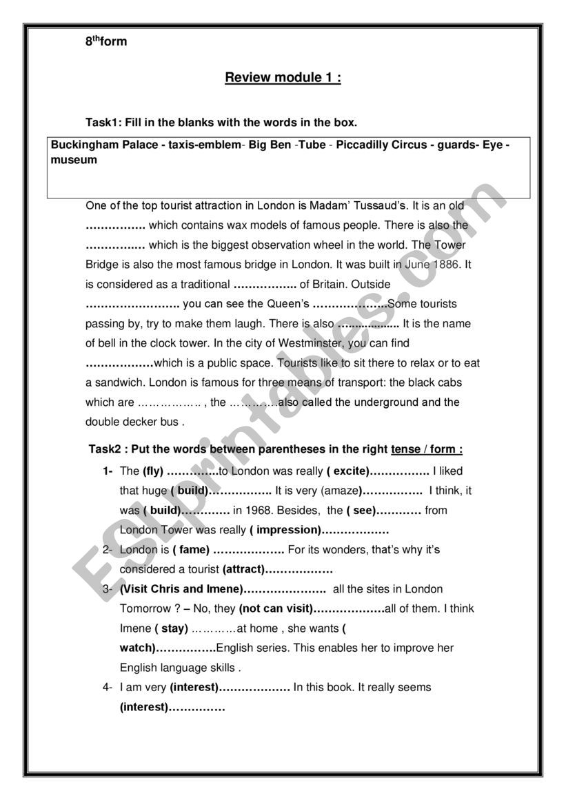 8th worksheet