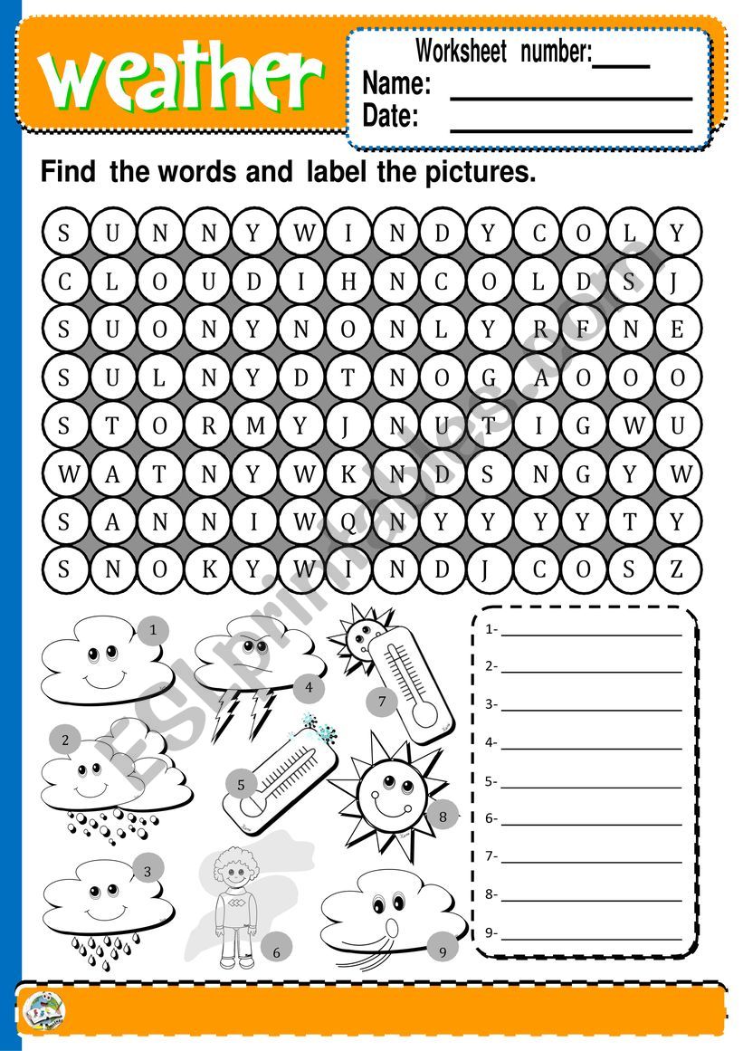 WEATHER worksheet