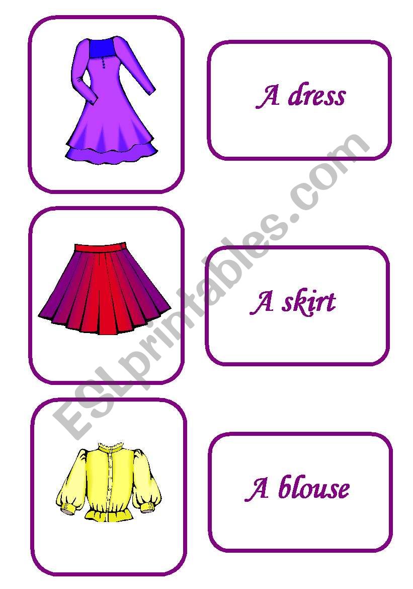 clothes memory game 3/ 12 worksheet