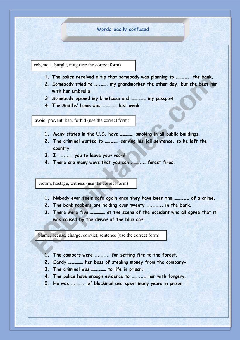 Confusing words 1 worksheet