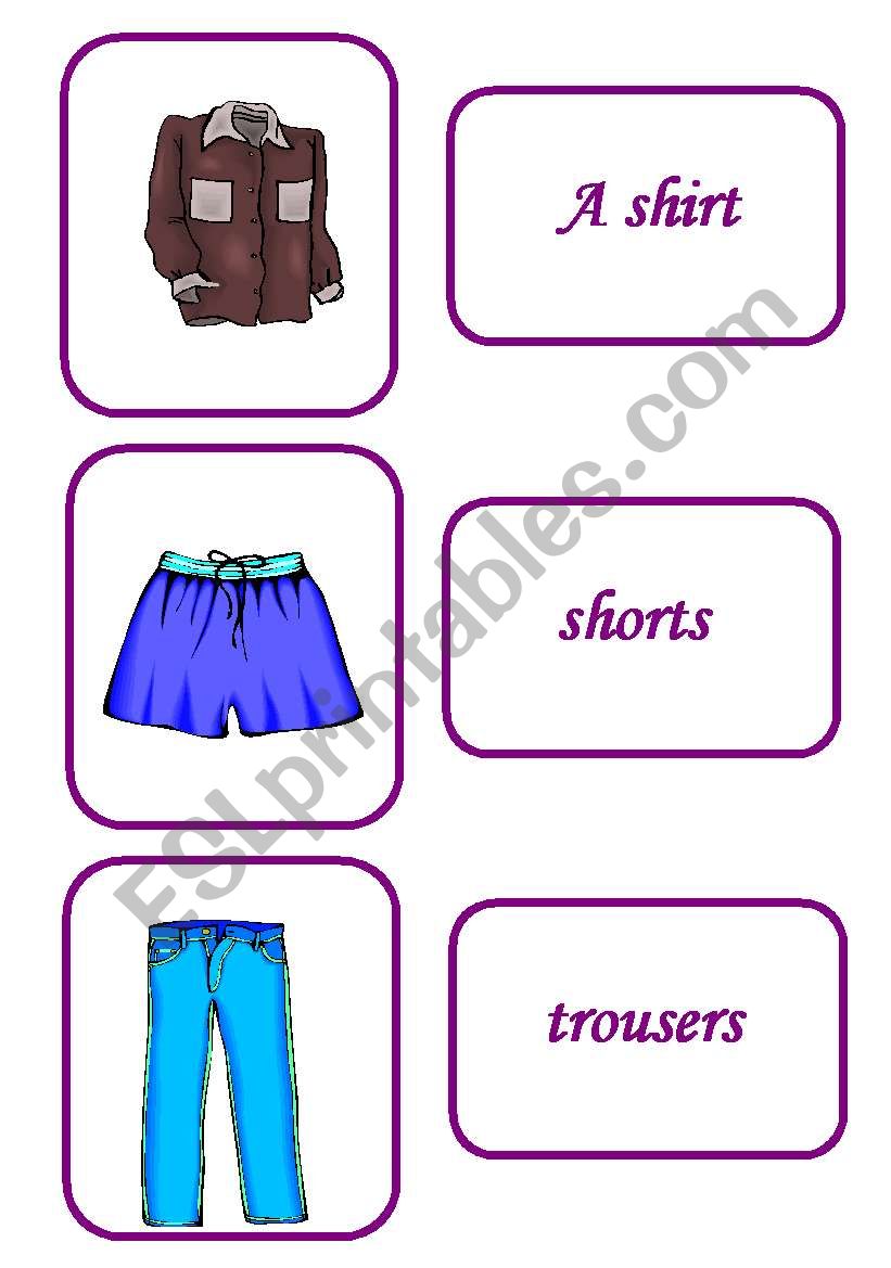 clothes memory game4 / 12 worksheet