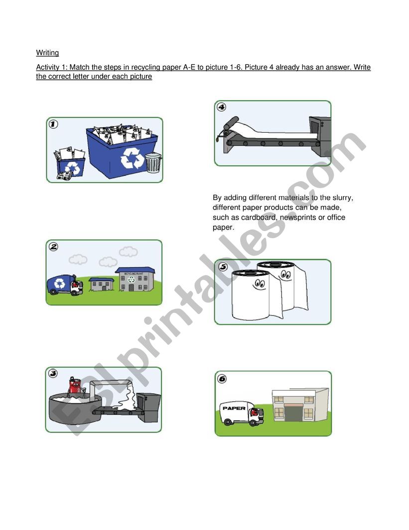 Recycling worksheet