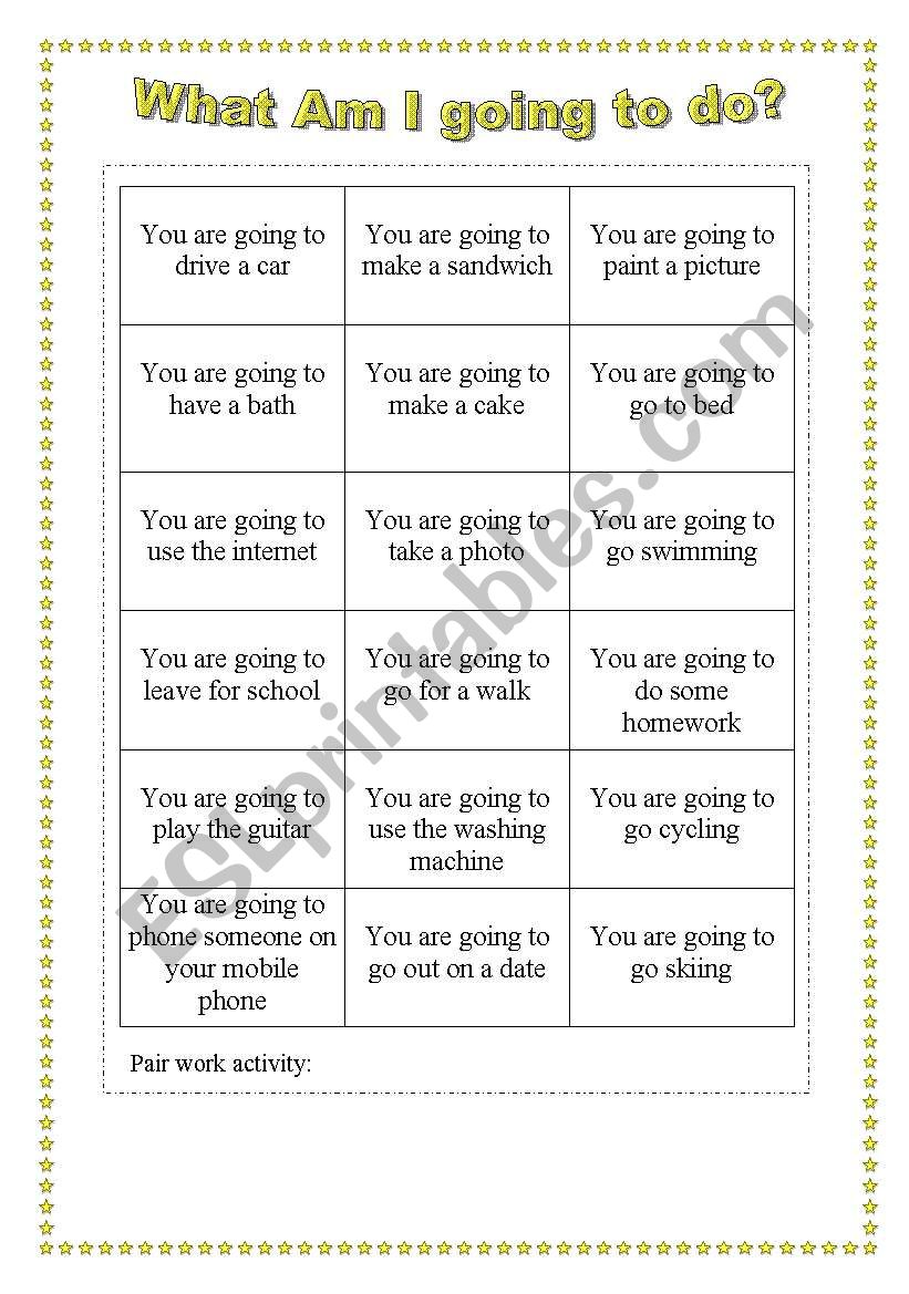 Going to! worksheet