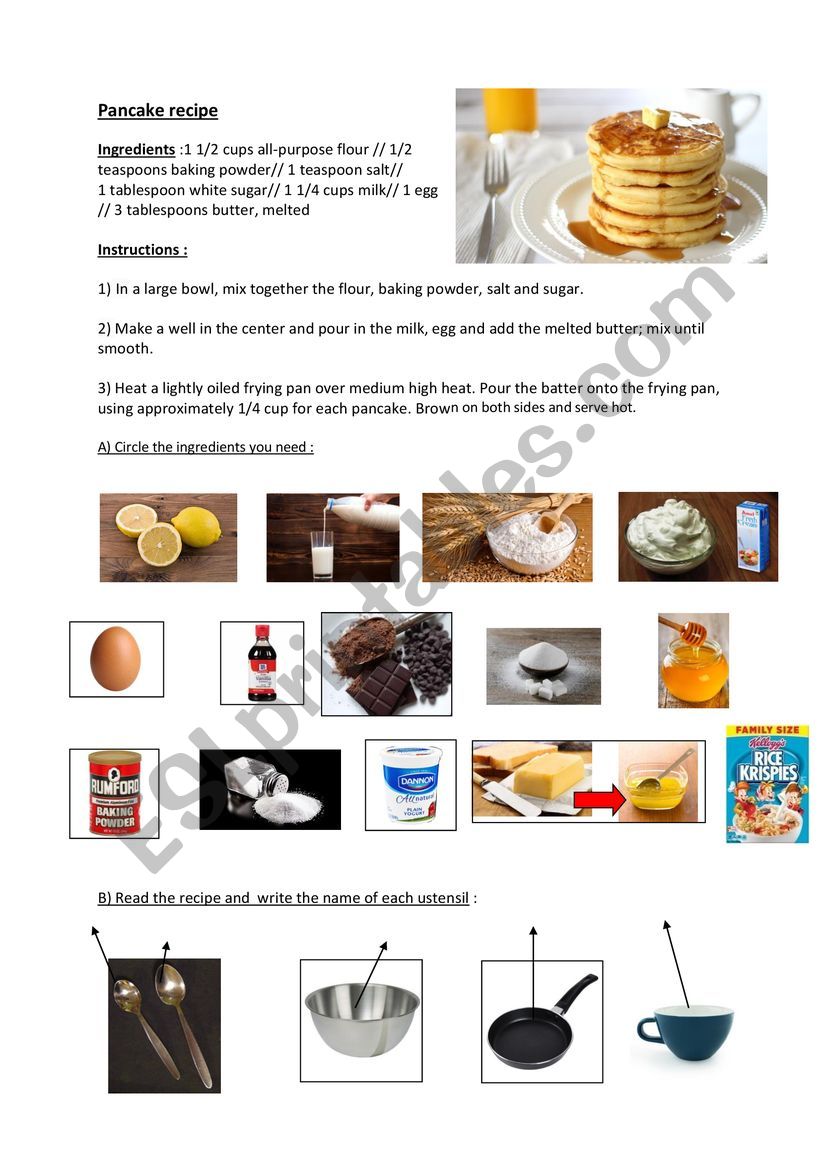 Recipe full lesson 1 worksheet