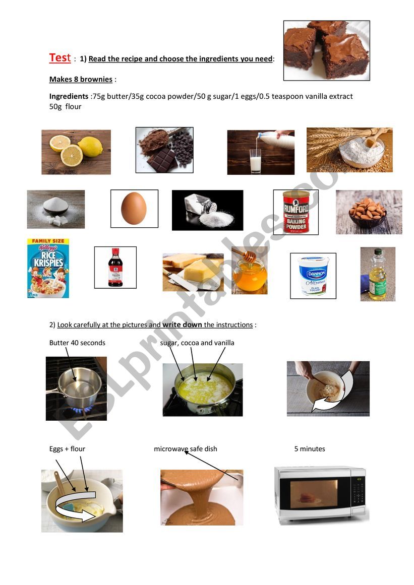 Recipe full lesson 2 test worksheet