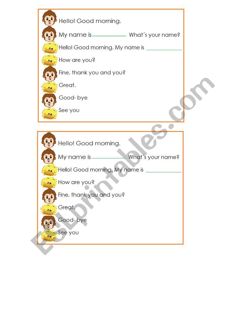 greeting song worksheet