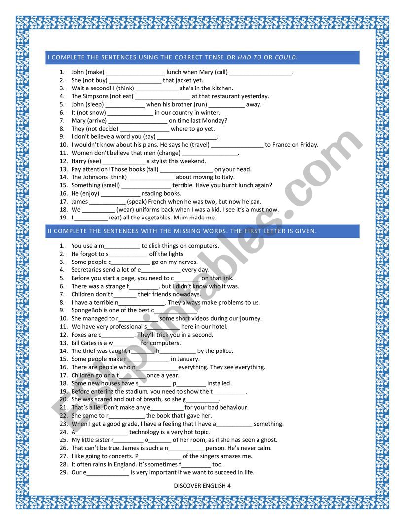 Vocabulary and grammar 23 worksheet