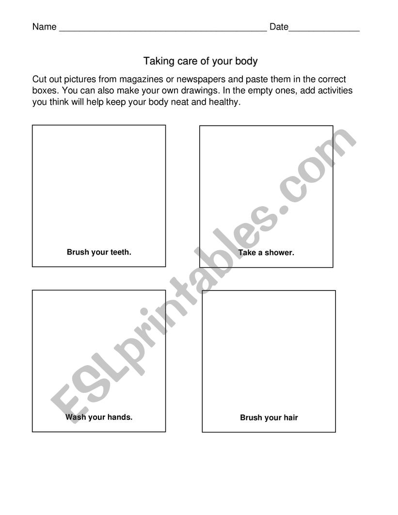 Healthy habits Activity worksheet