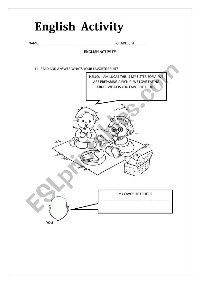 ENGLIS  activity worksheet