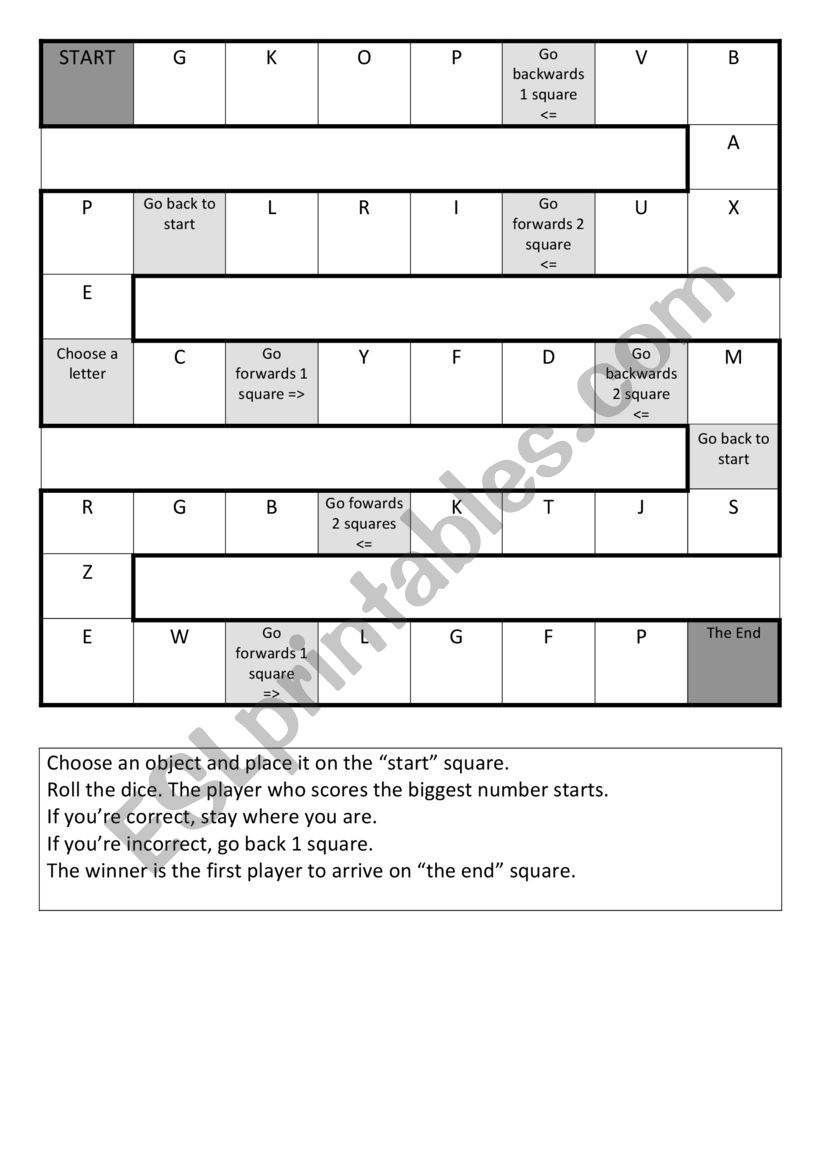 Alphabet (with dice) worksheet