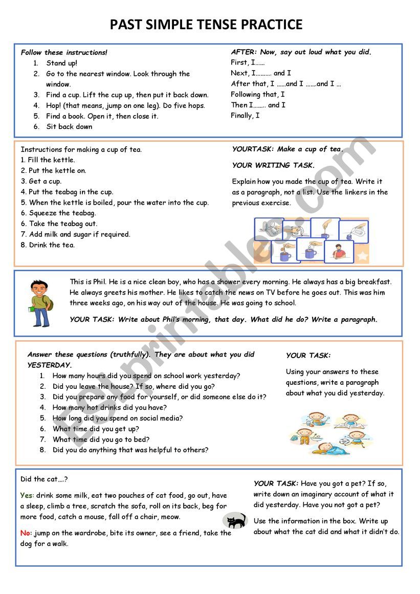 Past simple tense practice worksheet