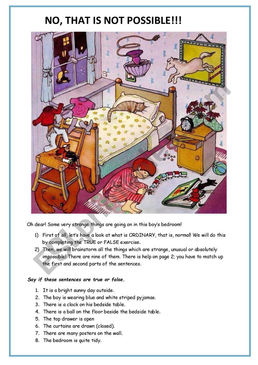 Strange bedroom worksheet