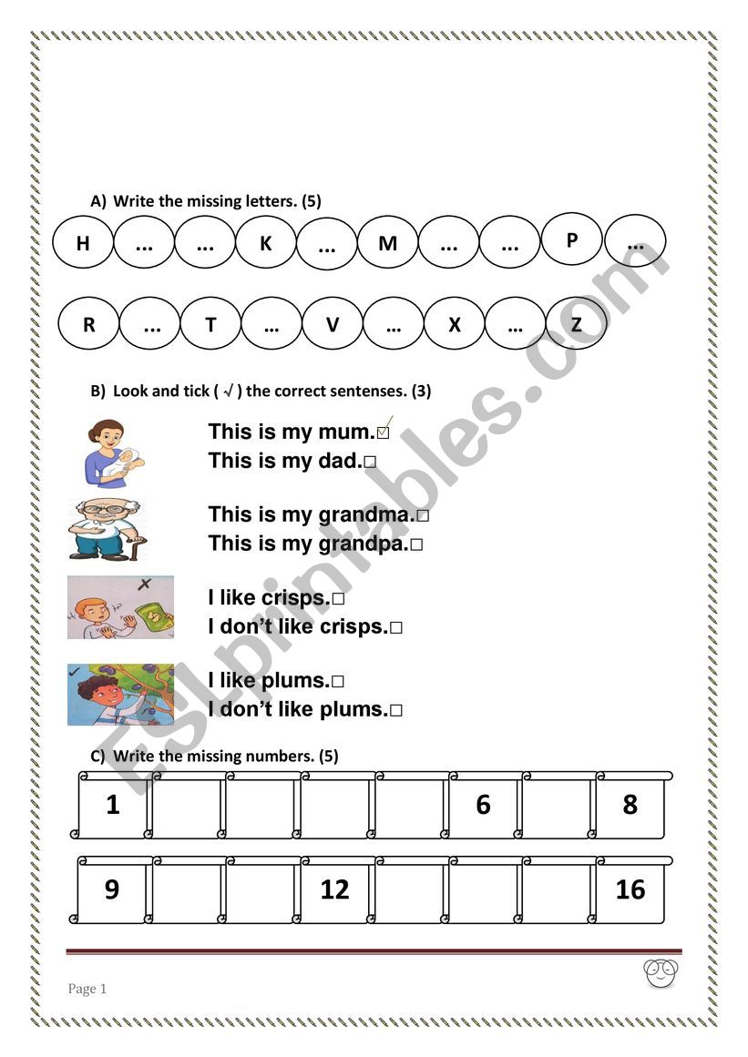 Alphabet Test worksheet
