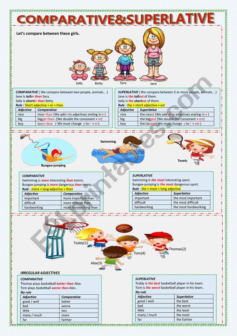 COMPARATIVE AND SUPERLATIVE worksheet