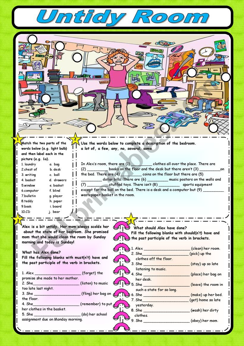 Untidy Room worksheet